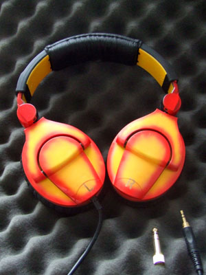 orange headphones