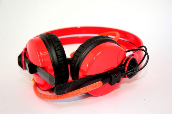 Custom Cans Sennheiser HD25 DJ Headphones in Neon UV Fluorescent Red (2 year warranty)-2451