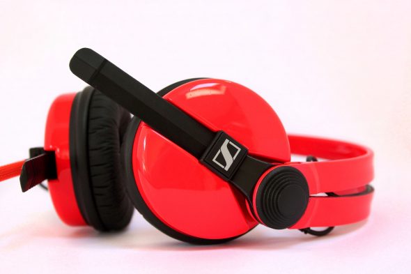 Custom Cans Sennheiser HD25 DJ Headphones in Neon UV Fluorescent Red (2 year warranty)-2456