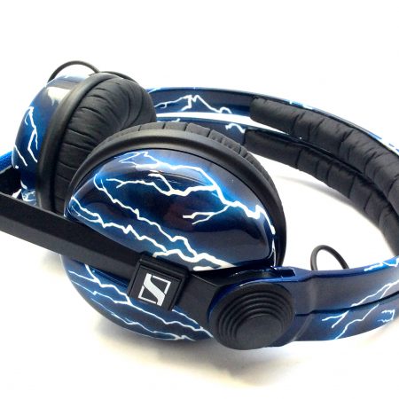 Custom Cans Electric Blue Lightning Sennheiser HD25 DJ Headphones