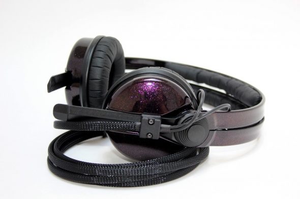 Sennheiser HD25 DJ Headphones in Black with Red Sparkle