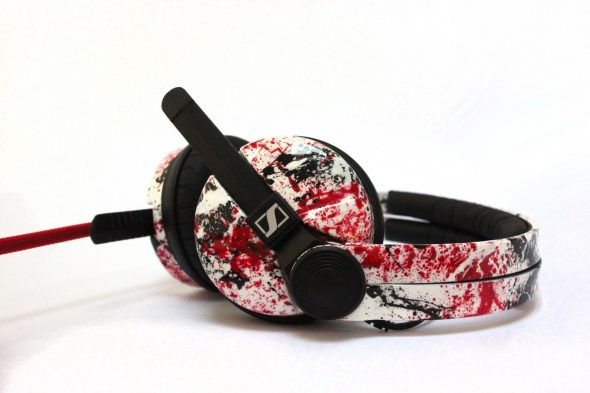 White HD25 with Red and Black Splatter