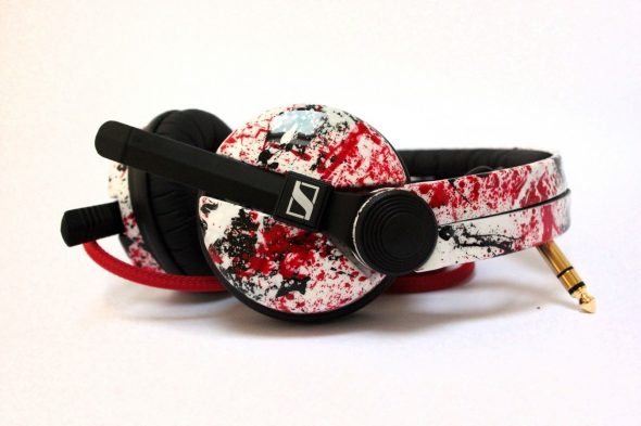 White Custom HD25 with Red and Black Splatter