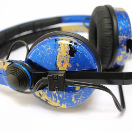 Sennheiser HD25 Custom Cans Deep Royal Blue + Gold & Black Splatter
