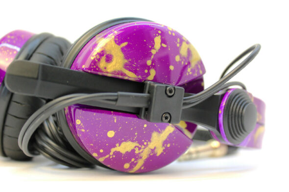 Custom Cans Purple with Gold Splats Sennheiser HD25 DJ Headphones 2yr warranty 3