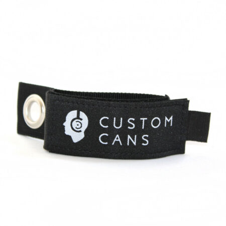 Custom Cans branded cable strap – reusable hook & loop closure cable tidy