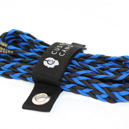 Custom Cans branded cable strap – reusable hook & loop closure cable tidy