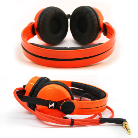 Custom Cans UV reactive neon Orange Sennheiser HD25 Headphones Ready to Ship