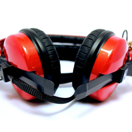 Custom Cans Rocket Red Gold Sparkle Sennheiser HD25 DJ Headphones Ready to Ship