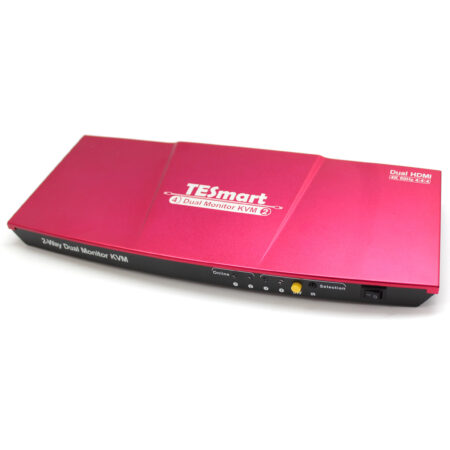 TESmart Dual Monitor HDMI KVM Switch 4K Ultra Red to run 2 PCs with twin screens